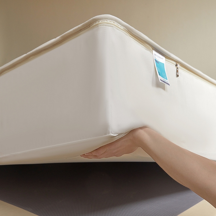 91家纺网 家纺一手货源 找家纺 欧妮家纺 2026新款六面全包夹棉床笠-席梦思保护套 六面全包-珍珠白