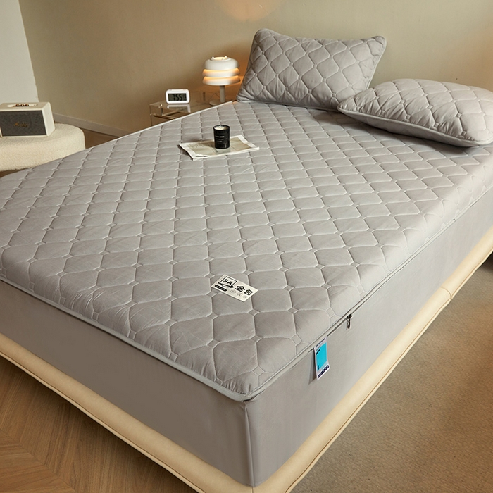 91家纺网 家纺一手货源 找家纺 欧妮家纺 2026新款六面全包夹棉床笠-席梦思保护套 六面全包-烟灰