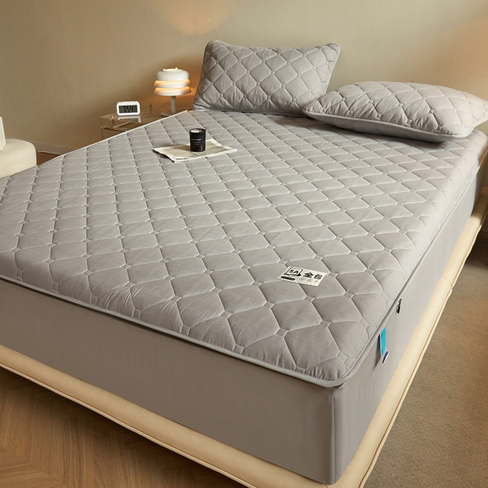 91家纺网 家纺一手货源 找家纺 欧妮家纺 2026新款六面全包夹棉床笠-席梦思保护套 六面全包-烟灰