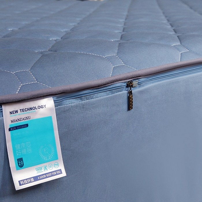 91家纺网 家纺一手货源 找家纺 欧妮家纺 2026新款六面全包夹棉床笠-席梦思保护套 六面全包-蓝色