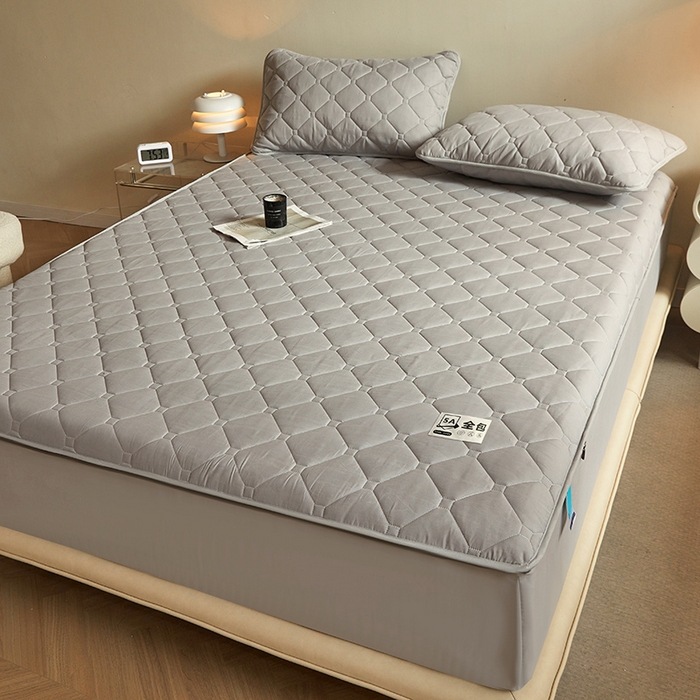 91家纺网 家纺一手货源 找家纺 欧妮家纺 2026新款六面全包夹棉床笠-席梦思保护套 六面全包-烟灰