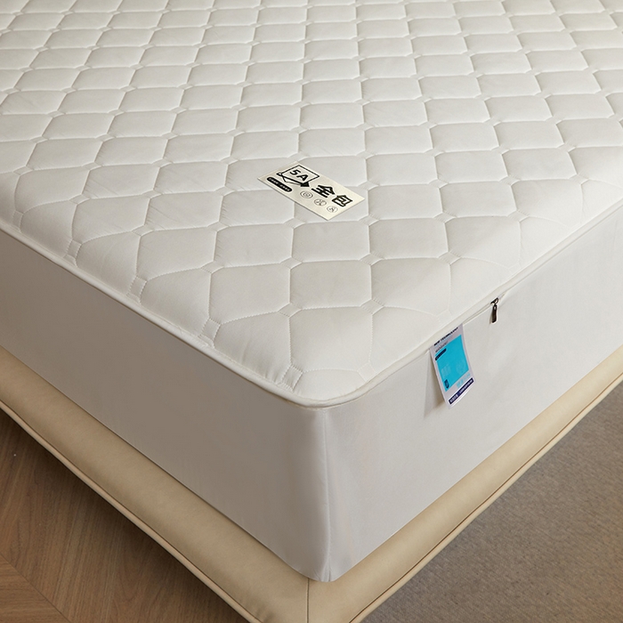 91家纺网 家纺一手货源 找家纺 欧妮家纺 2026新款六面全包夹棉床笠-席梦思保护套 六面全包-珍珠白