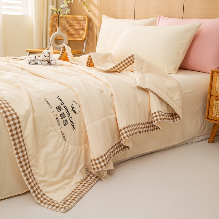 91家纺网 家纺一手货源 找家纺 （总）云玲时尚 2026新款水洗棉100%新疆棉花纯色夏被夏凉被空调被