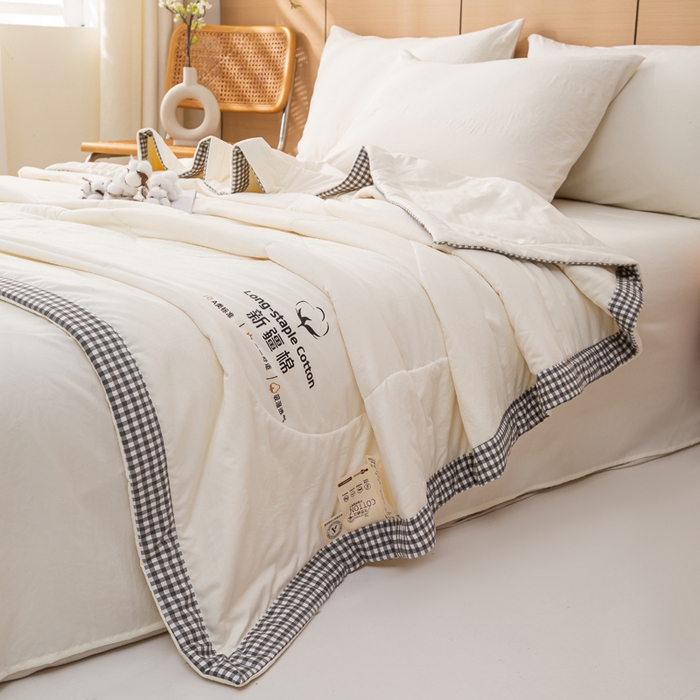 91家纺网 家纺一手货源 找家纺 云玲时尚 2026新款水洗棉100%新疆棉花纯色夏被夏凉被空调被 清雅灰