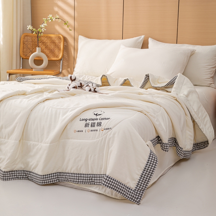 91家纺网 家纺一手货源 找家纺 云玲时尚 2026新款水洗棉100%新疆棉花纯色夏被夏凉被空调被 清雅灰