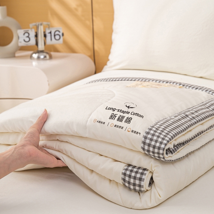91家纺网 家纺一手货源 找家纺 云玲时尚 2026新款水洗棉100%新疆棉花纯色夏被夏凉被空调被 清雅灰
