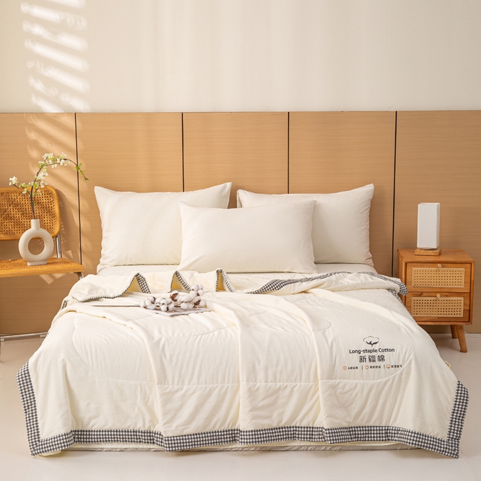 91家纺网 家纺一手货源 找家纺 云玲时尚 2026新款水洗棉100%新疆棉花纯色夏被夏凉被空调被 清雅灰