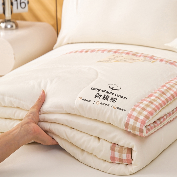 91家纺网 家纺一手货源 找家纺 云玲时尚 2026新款水洗棉100%新疆棉花纯色夏被夏凉被空调被 温润粉
