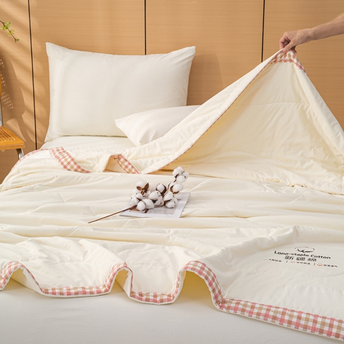 91家纺网 家纺一手货源 找家纺 云玲时尚 2026新款水洗棉100%新疆棉花纯色夏被夏凉被空调被 温润粉