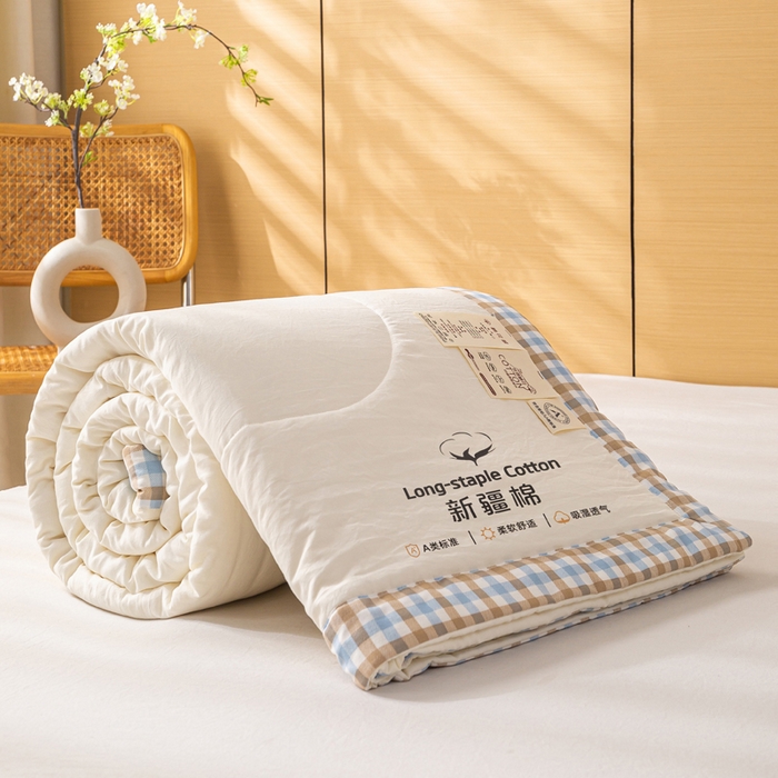 91家纺网 家纺一手货源 找家纺 云玲时尚 2026新款水洗棉100%新疆棉花纯色夏被夏凉被空调被 月光白
