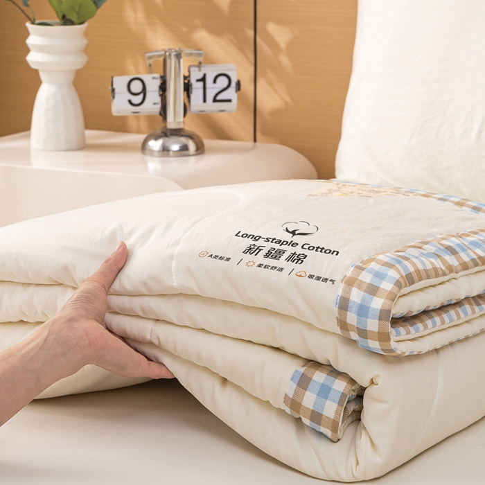 91家纺网 家纺一手货源 找家纺 云玲时尚 2026新款水洗棉100%新疆棉花纯色夏被夏凉被空调被 月光白