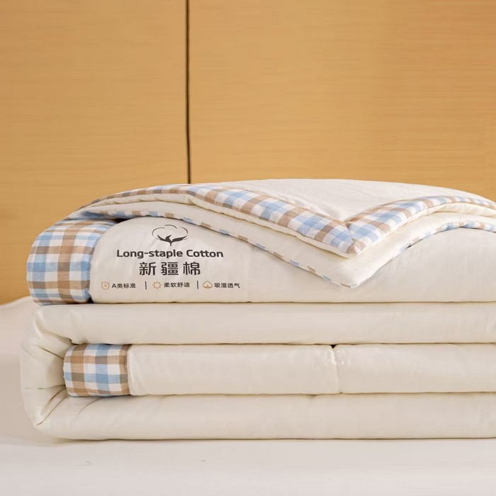 91家纺网 家纺一手货源 找家纺 云玲时尚 2026新款水洗棉100%新疆棉花纯色夏被夏凉被空调被 月光白