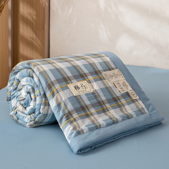 91家纺网 家纺一手货源 找家纺 （总）云玲时尚 2026新款无印风新疆棉花格子夏被夏凉被空调被