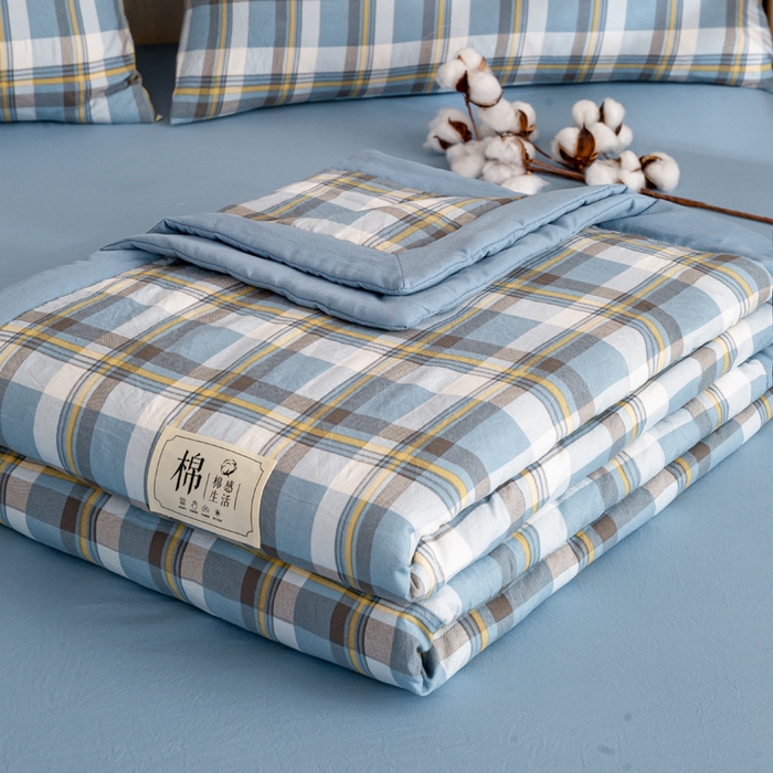 91家纺网 家纺一手货源 找家纺 （总）云玲时尚 2026新款无印风新疆棉花格子夏被夏凉被空调被