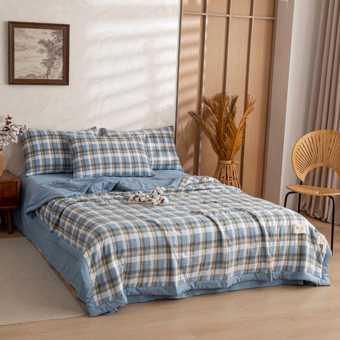 91家纺网 家纺一手货源 找家纺 （总）云玲时尚 2026新款无印风新疆棉花格子夏被夏凉被空调被