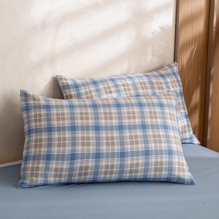 91家纺网 家纺一手货源 找家纺 云玲时尚 2026新款无印风新疆棉花格子夏被夏凉被空调被 水雾蓝