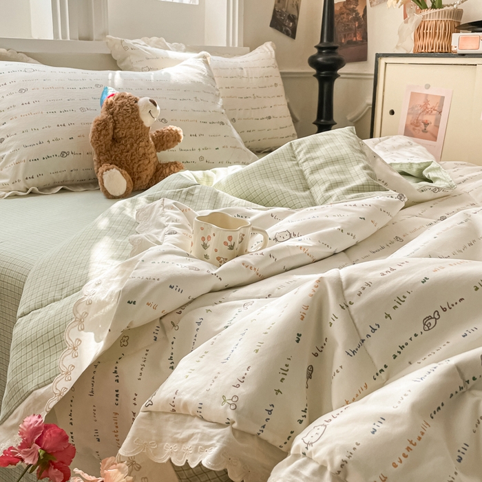 91家纺网 家纺一手货源 找家纺 欧妮家纺 2026新款A类古棉花边夏被空调被子 夏被-猫语