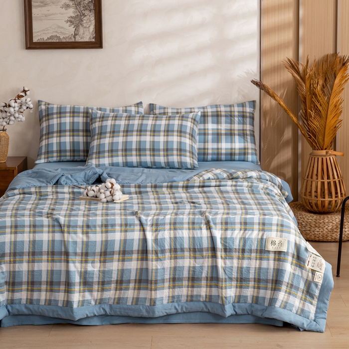 91家纺网 家纺一手货源 找家纺 （总）云玲时尚 2026新款无印风新疆棉花格子夏被夏凉被空调被