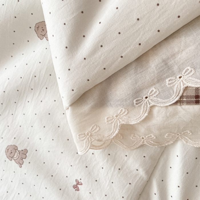 91家纺网 家纺一手货源 找家纺 欧妮家纺 2026新款A类古棉花边夏被空调被子 夏被-奶咖犬格