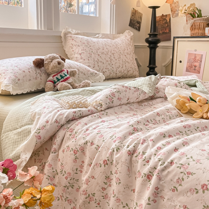 欧妮家纺 2026新款A类古棉花边夏被空调被子 夏被-粉蔷织