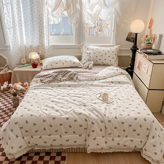 91家纺网 家纺一手货源 找家纺 欧妮家纺 2026新款A类古棉花边夏被空调被子 夏被-织本碟