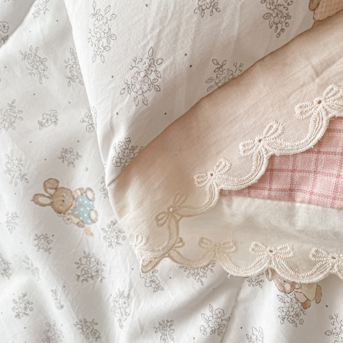 91家纺网 家纺一手货源 找家纺 欧妮家纺 2026新款A类古棉花边夏被空调被子 夏被-兔序