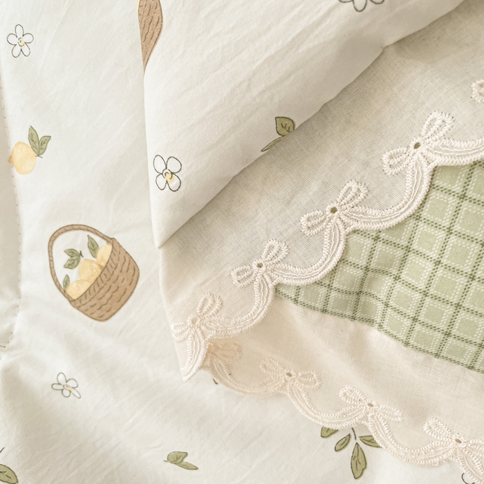 91家纺网 家纺一手货源 找家纺 欧妮家纺 2026新款A类古棉花边夏被空调被子 夏被-青柠果篮