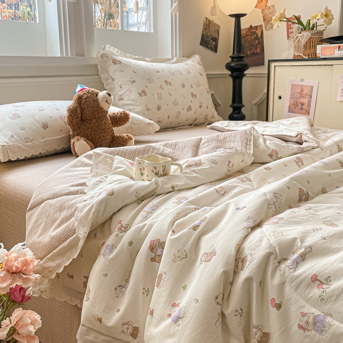 欧妮家纺 2026新款A类古棉花边夏被空调被子 夏被-奶芙犬