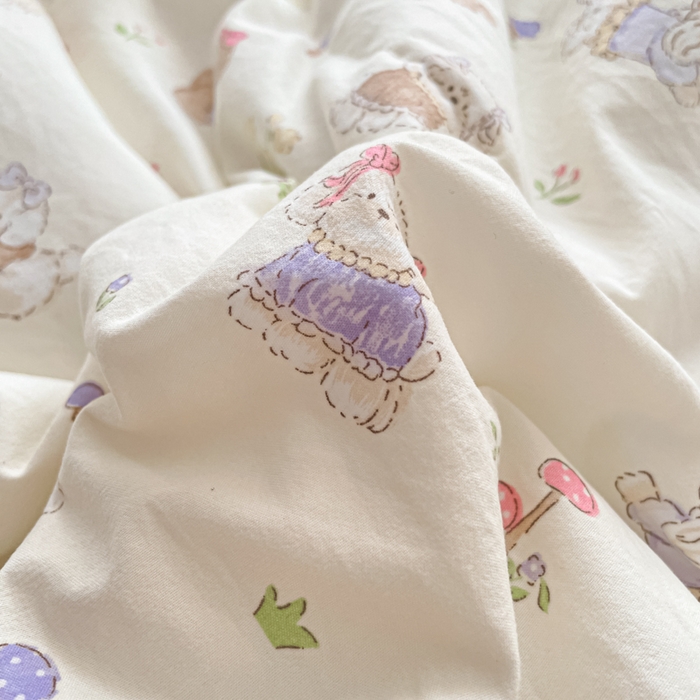 91家纺网 家纺一手货源 找家纺 欧妮家纺 2026新款A类古棉花边夏被空调被子 夏被-奶芙犬