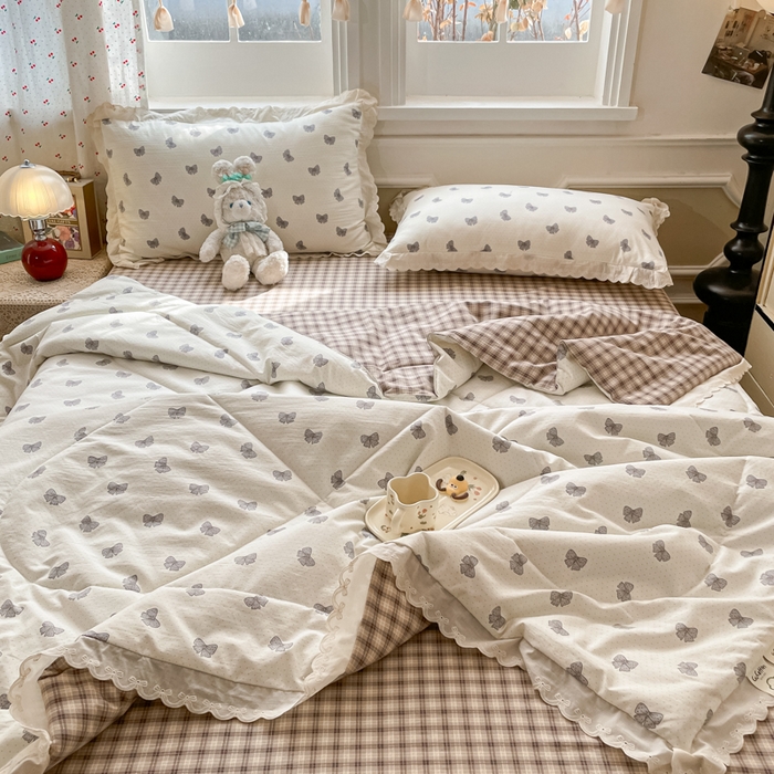 91家纺网 家纺一手货源 找家纺 欧妮家纺 2026新款A类古棉花边夏被空调被子 夏被-织本碟