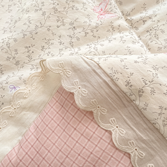 91家纺网 家纺一手货源 找家纺 欧妮家纺 2026新款A类古棉花边夏被空调被子 夏被-碟栖