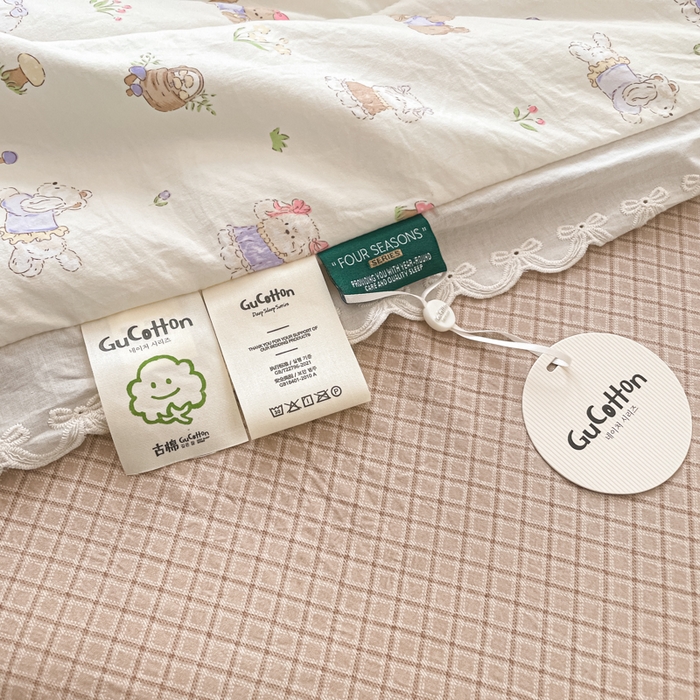 91家纺网 家纺一手货源 找家纺 欧妮家纺 2026新款A类古棉花边夏被空调被子 夏被-奶芙犬