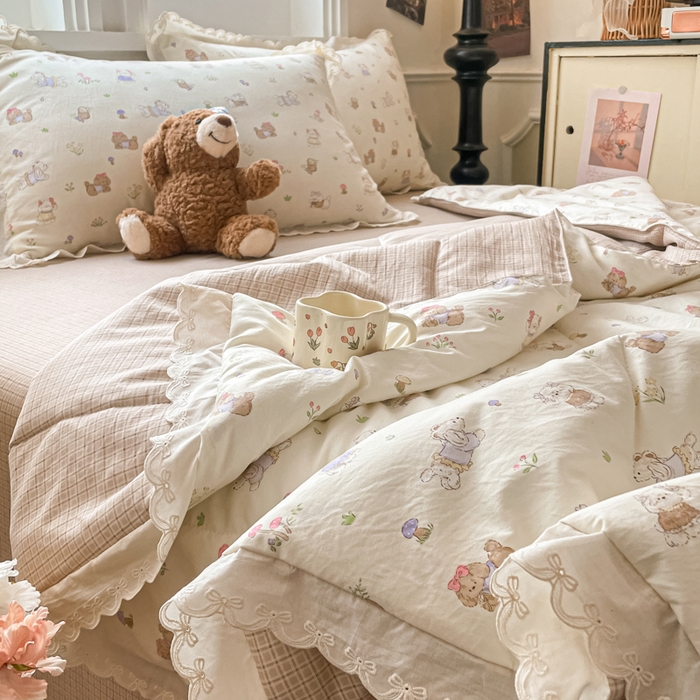 91家纺网 家纺一手货源 找家纺 欧妮家纺 2026新款A类古棉花边夏被空调被子 夏被-奶芙犬