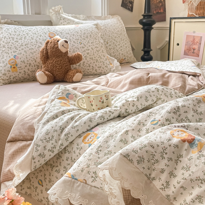 91家纺网 家纺一手货源 找家纺 欧妮家纺 2026新款A类古棉花边夏被空调被子 夏被-狮野花集