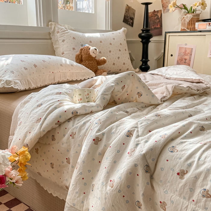 欧妮家纺 2026新款A类古棉花边夏被空调被子 夏被-苹果小象