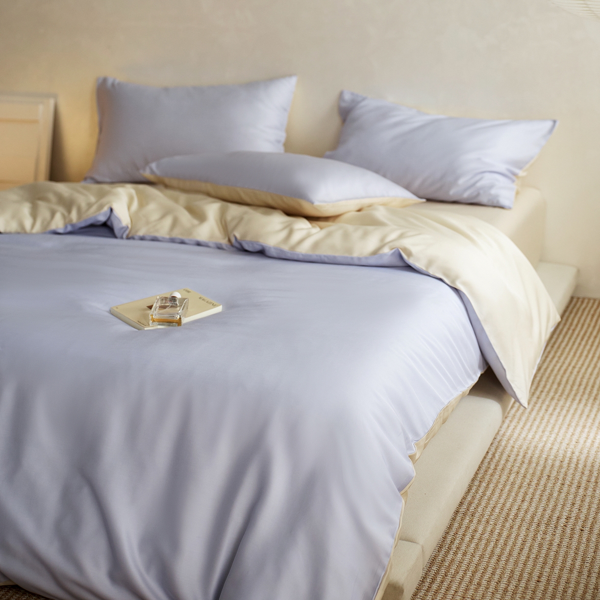 91家纺网 家纺一手货源 找家纺 （总）千朵森 2026新款50S素色双拼莱塞尔夏凉四件套