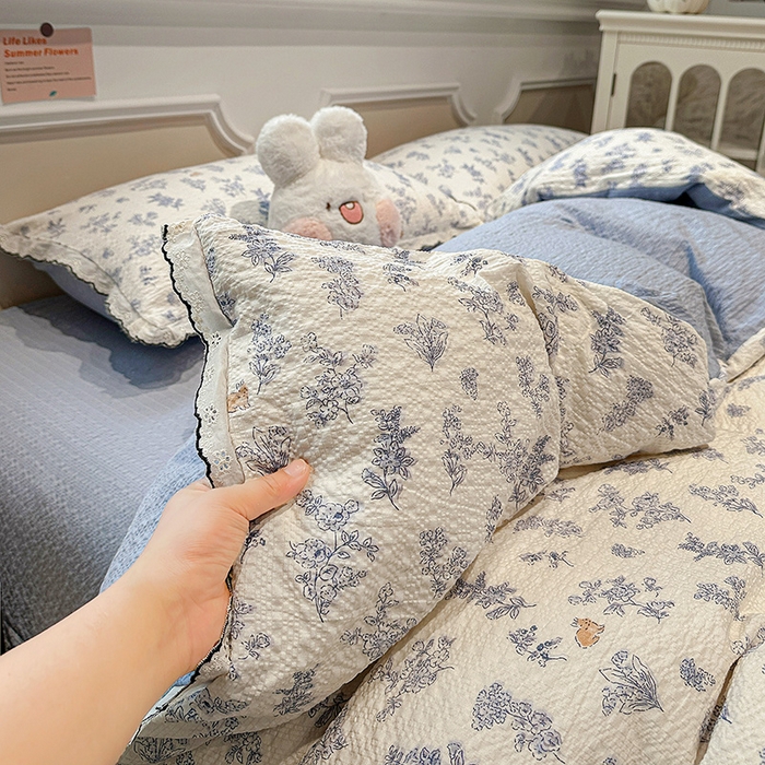 91家纺网 家纺一手货源 找家纺 仟网汇 2026新款法式花边泡芙纱四件套 青禾集