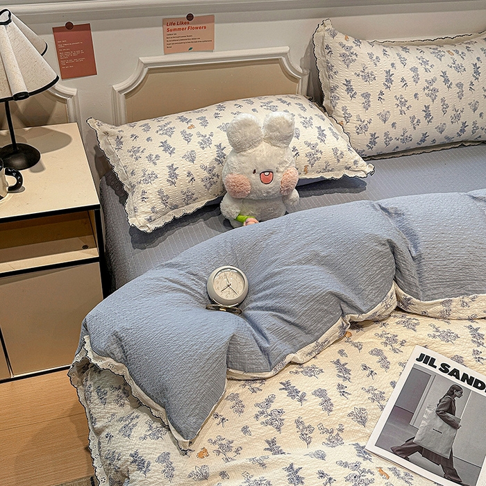 91家纺网 家纺一手货源 找家纺 仟网汇 2026新款法式花边泡芙纱四件套 青禾集