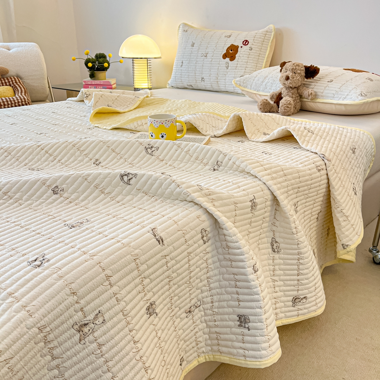 91家纺网 家纺一手货源 找家纺 欧妮家纺 2026新款A类云感毛巾绣夏被四件套-床盖空调被系列 绘本小熊