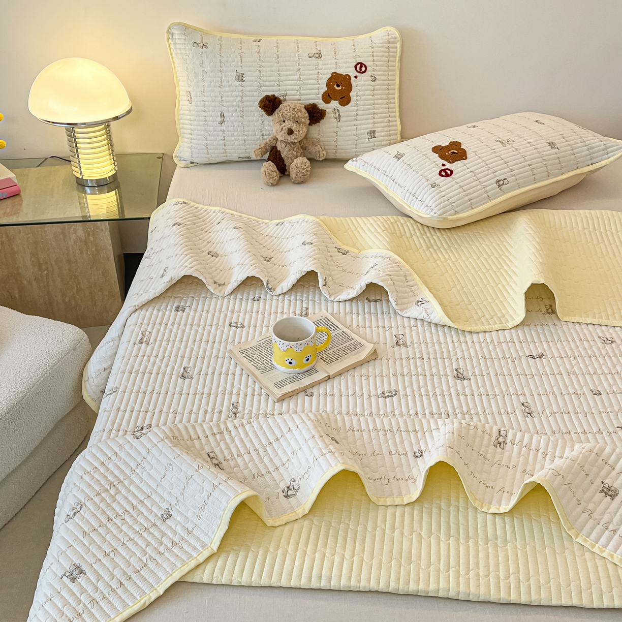 91家纺网 家纺一手货源 找家纺 欧妮家纺 2026新款A类云感毛巾绣夏被四件套-床盖空调被系列 绘本小熊