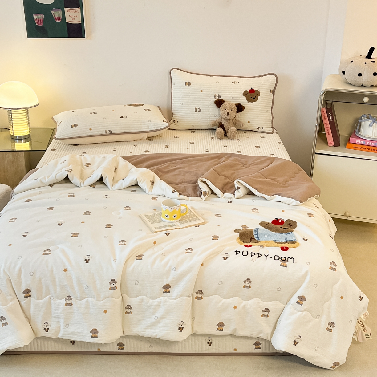 91家纺网 家纺一手货源 找家纺 欧妮家纺 2026新款A类云感毛巾绣夏被四件套-床盖空调被系列 小狗滑板日