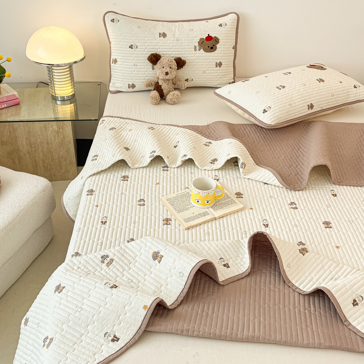 91家纺网 家纺一手货源 找家纺 欧妮家纺 2026新款A类云感毛巾绣夏被四件套-床盖空调被系列 小狗滑板日