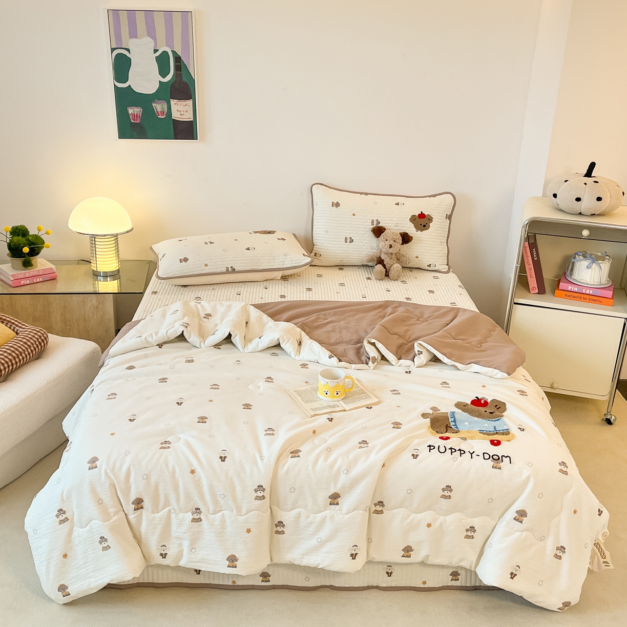 91家纺网 家纺一手货源 找家纺 欧妮家纺 2026新款A类云感毛巾绣夏被四件套-床盖空调被系列 小狗滑板日