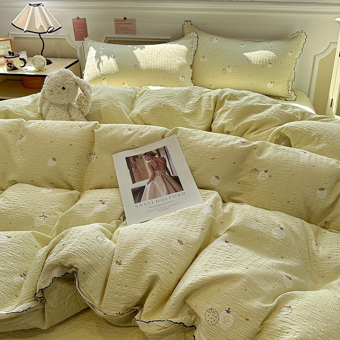 91家纺网 家纺一手货源 找家纺 仟网汇 2026新款法式花边泡芙纱四件套 青甜