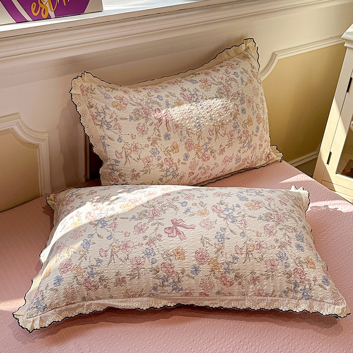 91家纺网 家纺一手货源 找家纺 仟网汇 2026新款法式花边泡芙纱四件套 柔诗意