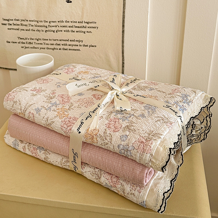 91家纺网 家纺一手货源 找家纺 仟网汇 2026新款法式花边泡芙纱四件套 柔诗意