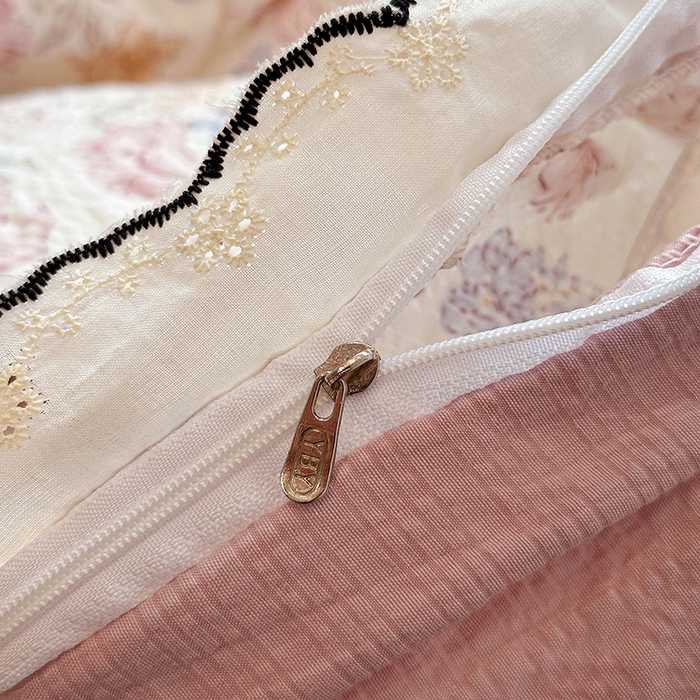 91家纺网 家纺一手货源 找家纺 仟网汇 2026新款法式花边泡芙纱四件套 柔诗意