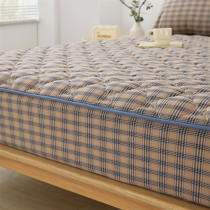 91家纺网 家纺一手货源 找家纺 （总）欧妮家纺 2026新款日式全棉水洗棉色织夹棉床笠-席梦思保护套