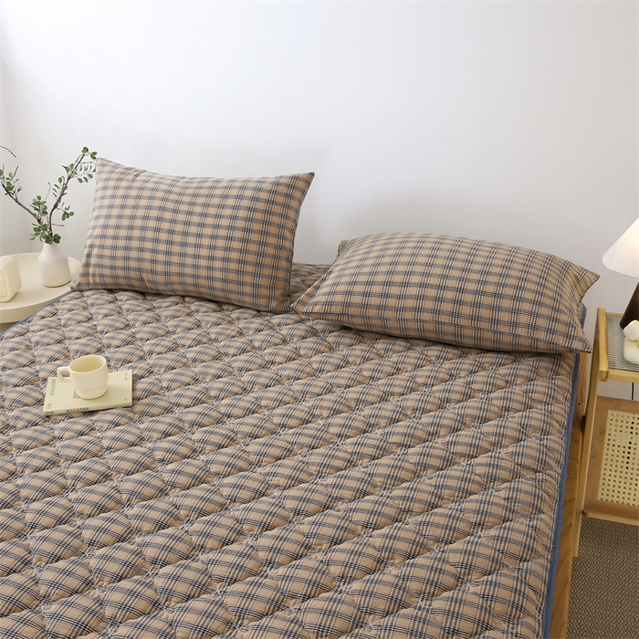 91家纺网 家纺一手货源 找家纺 （总）欧妮家纺 2026新款日式全棉水洗棉色织夹棉床笠-席梦思保护套