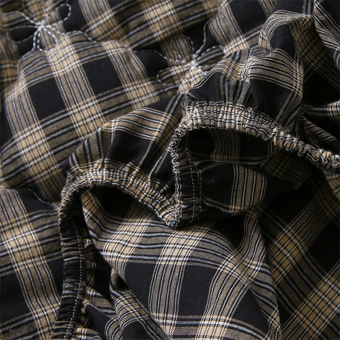 91家纺网 家纺一手货源 找家纺 欧妮家纺 2026新款日式全棉水洗棉色织夹棉床笠-席梦思保护套 日式全棉床笠-重楼黑